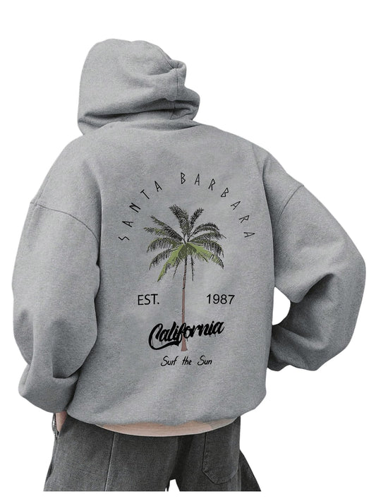 SOLY HUX Hoodies for Men Graphic Letter Print Oversized Sweatshirt Drop Shoulder Long Sleeve Pullover Tops Grey Graphic X-Small